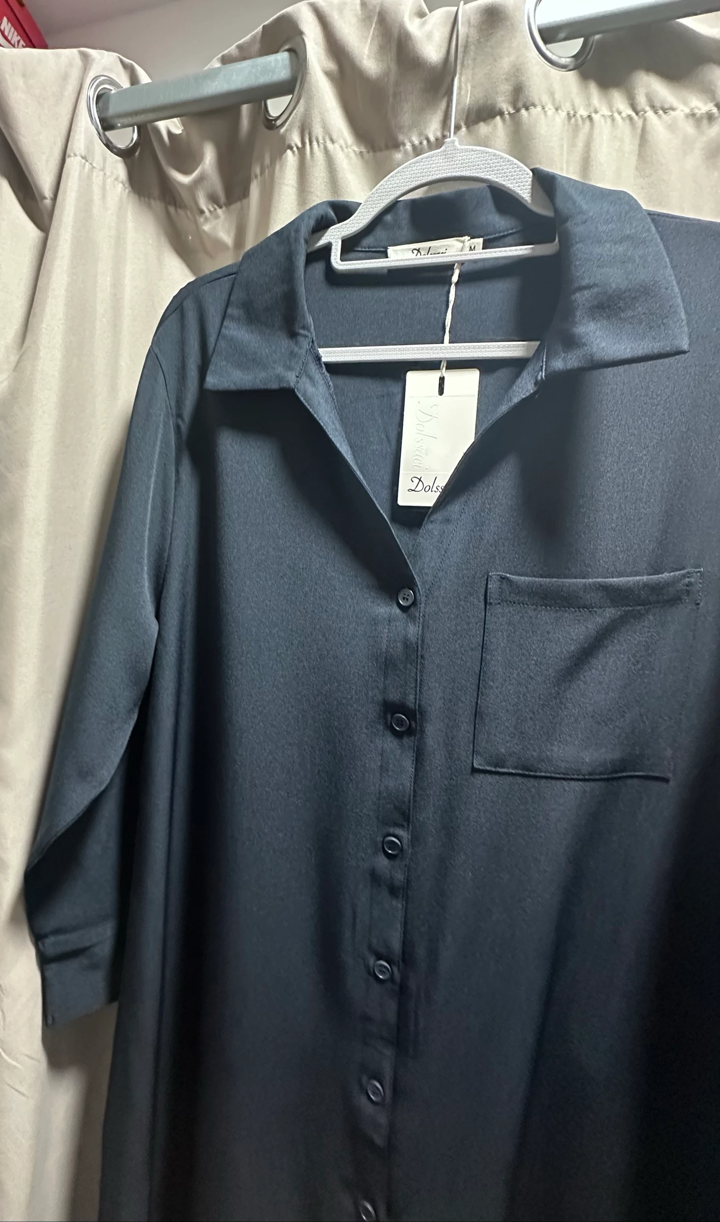 Dark blue long shirt dress – photo 3